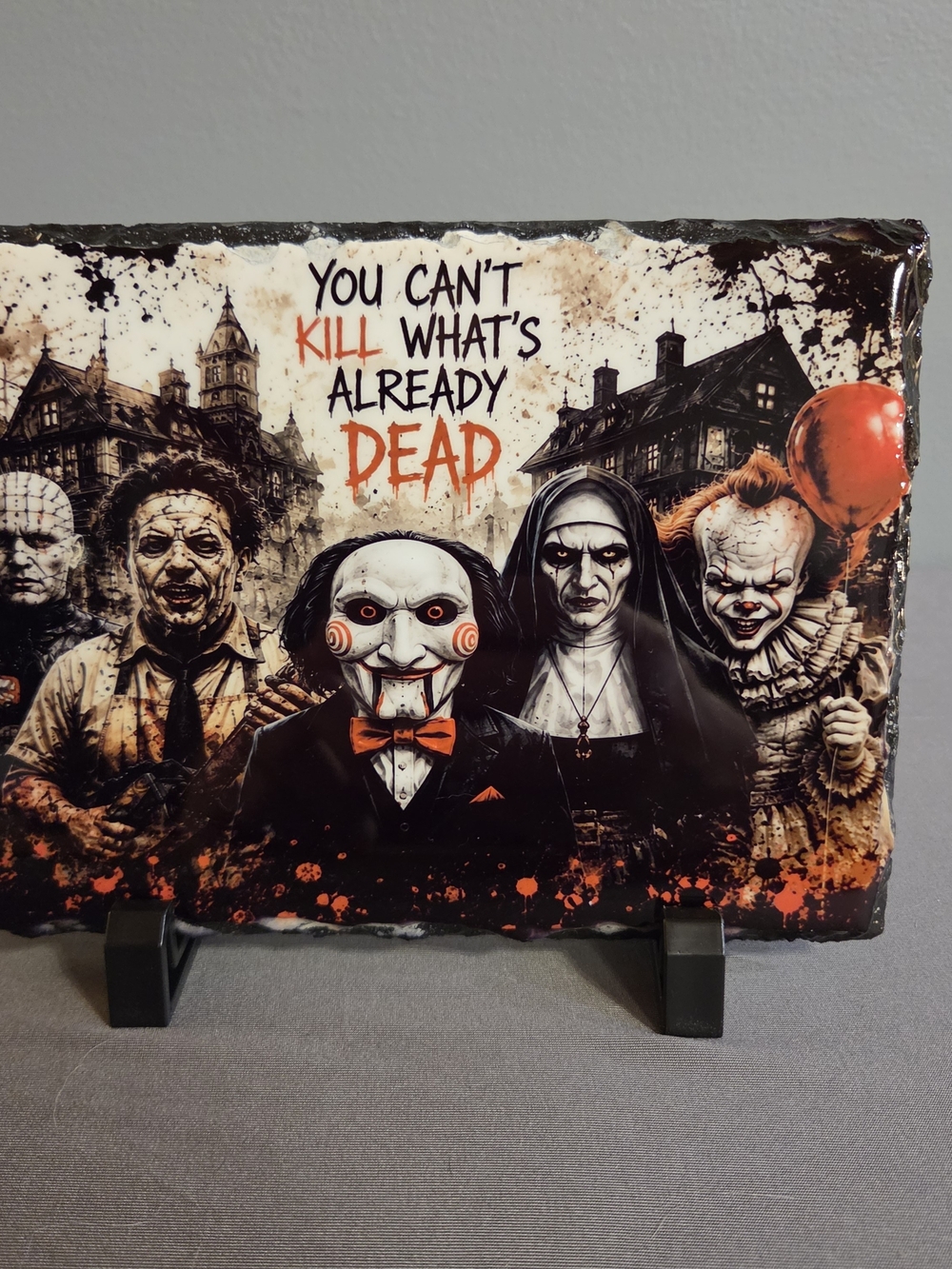 Horror Villains Halloween Slate Plaque 6x8 Gothic Horror Decor